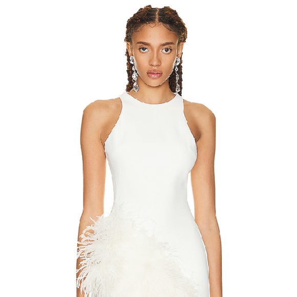 Feather Asymmetric Hem Open Leg Midi Dress - Picture 2 of 9